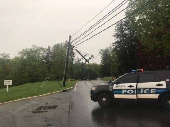Power line down on Route 517 near TCBY Photos by TOP