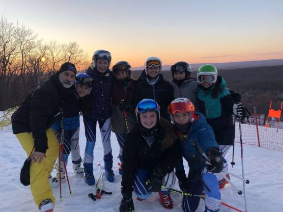 Head Coach Calfati and the Sparta High School Girls Varsity Ski Team on Friday, Jan. 25, 2019.