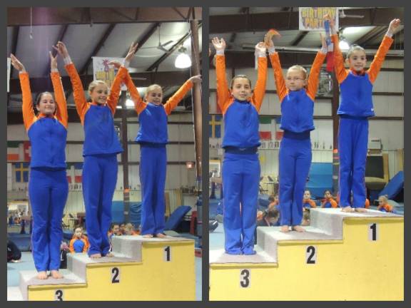 The Copper age 9 and 10 team and the 11 and 12 teams are shown. Shown, from left, are Morgyn Witt of Newton, Audrey Biss and Reese Abrams of Sparta; Jadyn DePaolo of Wantage, Ciara Peselli of Newton and Meagan Ward of Sparta.