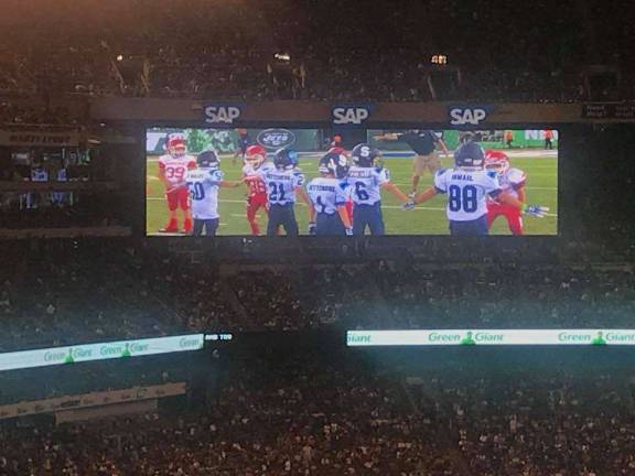 Sparta 3rd grade team on the Jumbo-Tron at MetLife. Photos provided by SYF