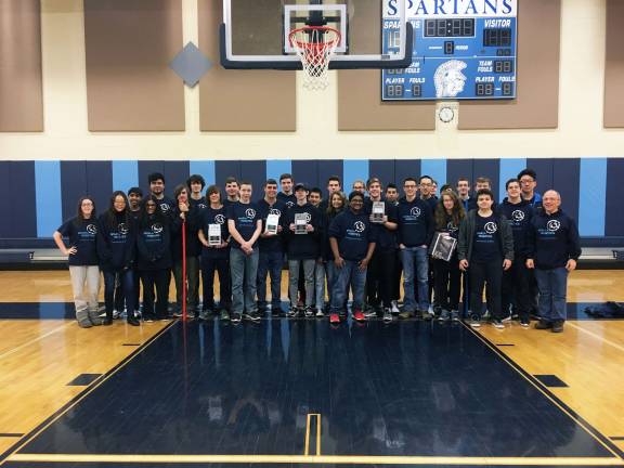 Sparta High School VEX Robotics Team presents their awards won at the regional competition