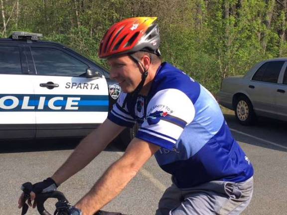 Sgt. Fraser getting in some last-munute training for the Police Unity Tour which kicked off on Wednesday Photo provided