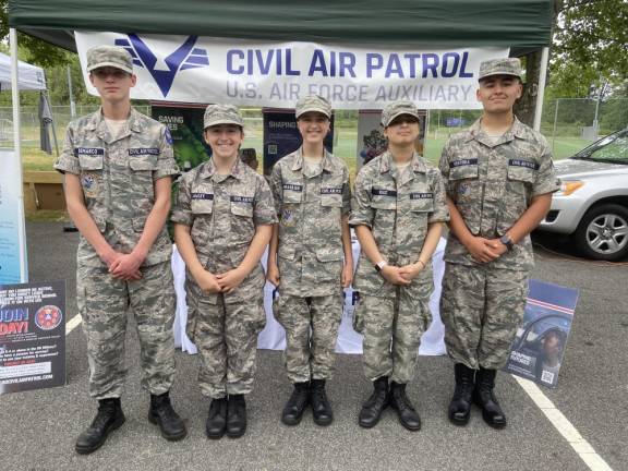 Members of the Civil Air Patrol are, from left, Doug DeMarco, 15, of Hardyston; Evelyn Lawley, 12, of Vernon; Sophie Gulbrandsen, 13, of Sparta; Gabriela Ruiz, 16, of Pennsylvania; and Marques Renteria, 15, of Randolph.