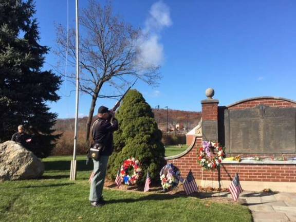 Veterans Day ceremony at the memorial in front of Sparta VFW Post 7248 on Sunday, Nov. 11, 2018.