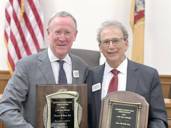 Thomas Ryan, Esquire, and Alan Strelzik, Esquire, were honored by the Sussex County Bar Association at Law Day 2022.