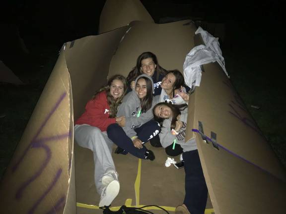 Sparta High School students Grace Sander, Madelyn McEllen, Michaela Bleakley, Kate Fontes, and Mikayla Bivona participated in Box City at Sussex County Community College Friday night. Photos by Laurie Gordon