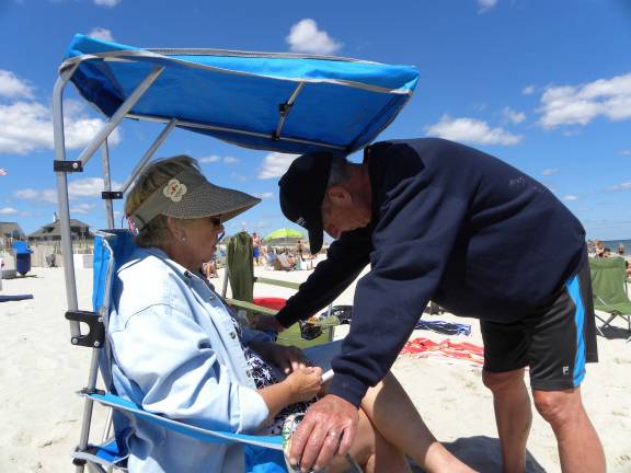Maureen Hopkins of Sparta, N.J. "Please come in the water, it is warm!"
