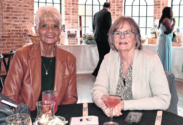 Cathy Cut of Andover and Sandi Erbs of Stockholm pose for a photo.