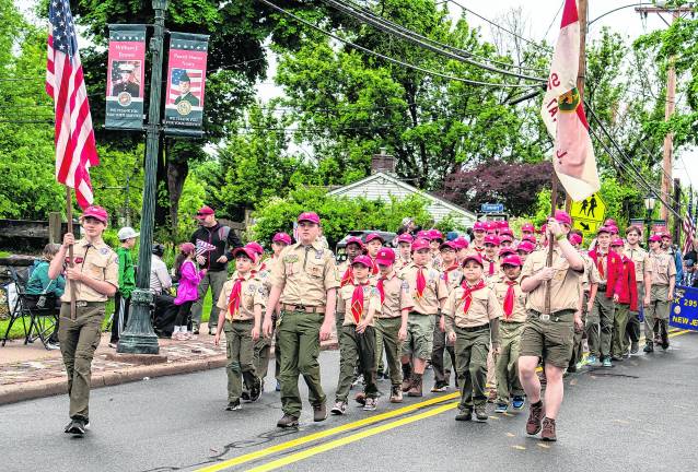 The Sparta Boy Scouts march in the parade.