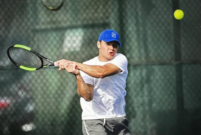 Robbie Matkiwsky, as second singles, was injured during the season but was able to rest and recover to become the most improved player on the team. (Photos provided)
