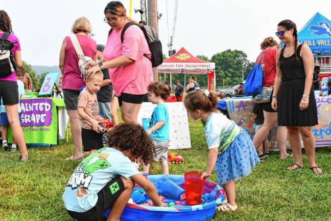 Children play games at the National Night Out event in Franklin.