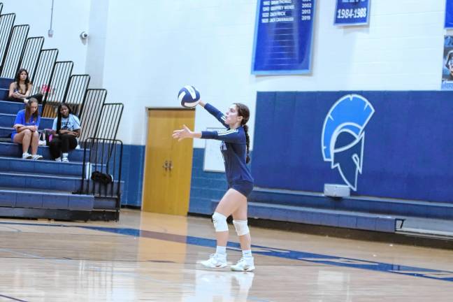 Sparta's Amelia Boohoff in the midst of a serve.