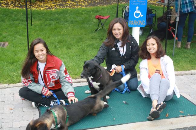 Volunteering their time to OSCAR , Caitlin Crooker, Lorna Crooker and Jenna Bagfrede help out with Shelby and Star.