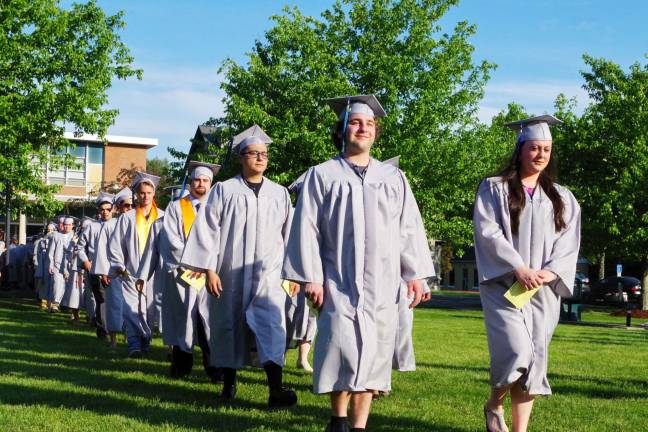 Sussex County Community College students prepare to enter the commencement ceremonies.