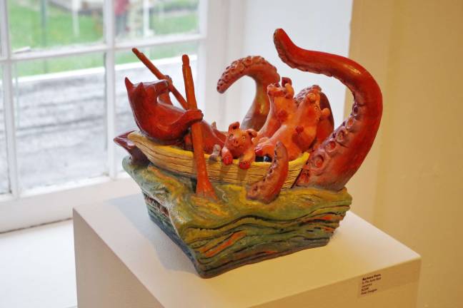 A whimsical ceramic creation called 'In the Same Boat' made by artist Barbara Fiore. Photos by George Leroy Hunter