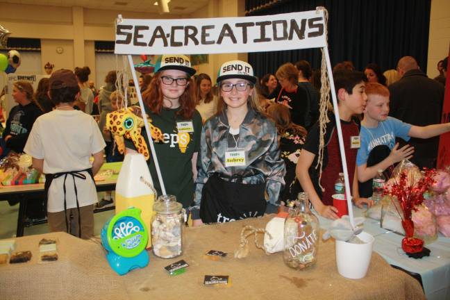 Catherine Mason and Aubry Zimmerman of Sea Creations with organic soaps. Proceeds went to Save the Whales.