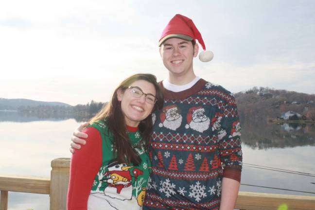 Rachel Fischer of Lake Hopatcong and Jack Hoeg of Morristown get in the spirit last Saturday at the German Christmas Market.