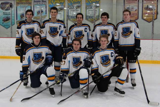 Hockey team seniors, from left: Front row; Colin Higdon, Michael Reilly, Sergei O’Sullivan. Back row; Anthony Castillo, Nick Montone, CJ Leonardo, Nolan Kaffafian, Jaxson Mase