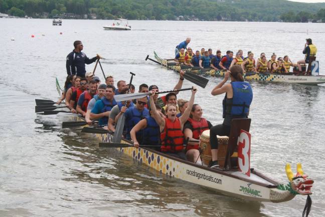 Just some of the excitement at Sunday’s Fourth Annual Dragon Boat Festival sponsored by The Sparta Education Foundation.