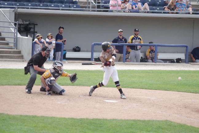 Miners Mikey Reynolds sees the pitch. Reymolds had three at bats resulting in 2 hits and 1 RBI. He also stole his 40th base of the season.