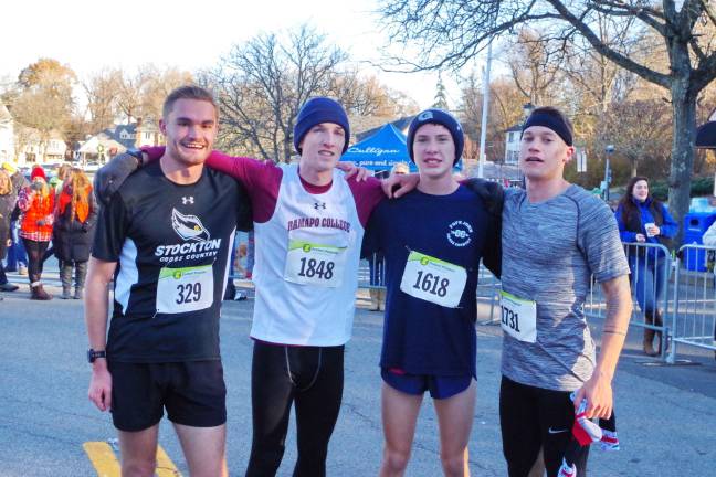 Top finishers in the 5K were from left Blake Digiaimo of Newton, N.J.(3rd), Chris Dugan of Sparta, N.J. (1st), Liam McHale of Harrisonville, N.J. (2nd) and Sam Tooley of Sparta, N.J. (4th) out of 1954 runners.