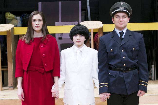 From left: Natalie Yost (Junior) as Mrs. Walker; Kassandra Mull (8th Grade, Green Hills School) as 10-year-old Tommy; and Greg Nappa (Junior) as Mr. Walker Photos provided