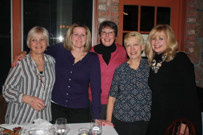 Teachers and staff of Hilltop Country Day School step out for Hilltop fundraiser at Mohawk House: Laura Petrie, Beatrice Field, Lynn Rogers, Janet Vigland and Suzanne Pacala.