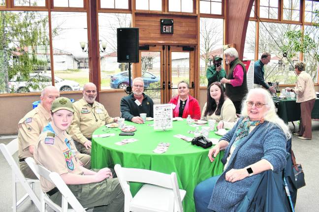 <b>Representatives from Manna House, Samatarian Inn, The Franklin Band and Scout Troop 150 pose for a photo.</b>