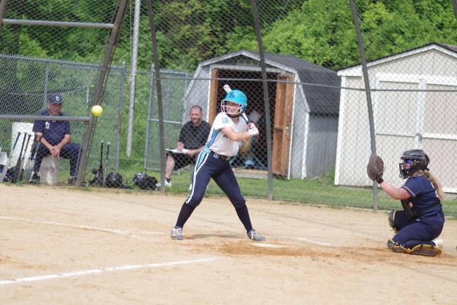Sparta's Emily Jacobs at the plate. Jacobs drew a walk.