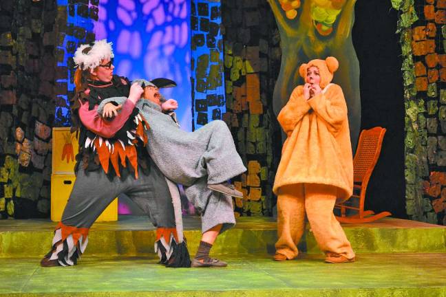 2012 Interns Alex Soules as Owl, Justine Dignardi as Eeyore and Ava Enoch as Winnie the Pooh in a scene from TATþÄôs 2012 Summer Intern production.
