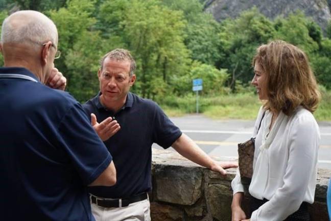 U.S. Rep. Josh Gottheimer visits the Delaware Water Gap to discuss tourism expansion and Rockwall.