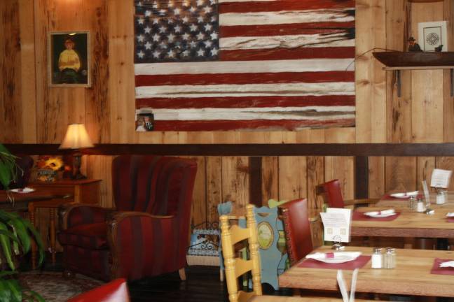 A look inside the Lake House Cafe: All interior materials including the flag were designed and built by owner Albie Parisella.