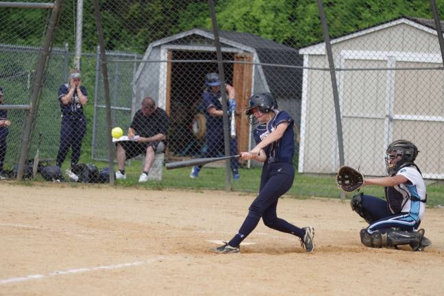 Pope John batter Emma Fernstrom takes a cut in the fourth inning.