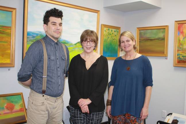 Art Etc owner Marshall Okin, Artist Maggie Davis-Jelly and Deborah Kelly of Art Etc at Friday’s show. Photos by Rose Sgarlato