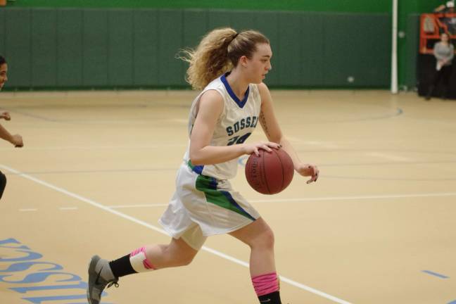 Sussex County's Bryttany Wagner scored four points, blocked one shot and is credited with seven steals.
