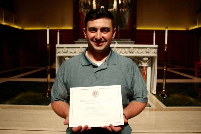Fordham student Frank Cutrone celebrates following his recognition to the dean&#x2019;s list for the 2016-2017 academic year. Photo provided
