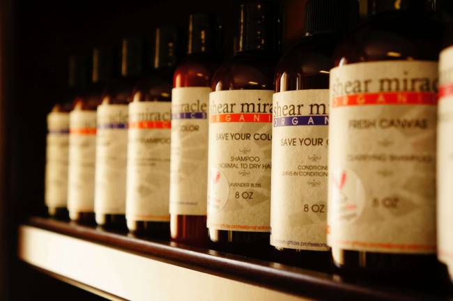 Organic, green products offered and used during service.
