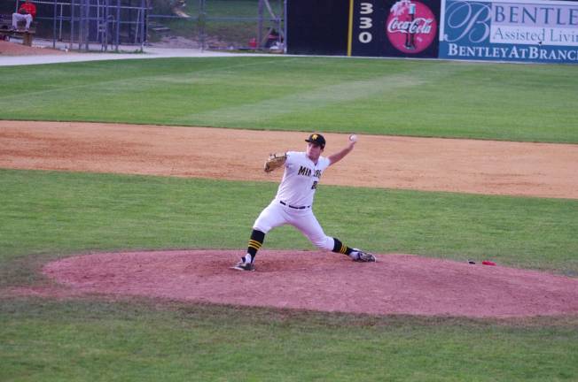 Sussex County Miners pitcher Alex Demchak delivers. Photos by George leroy Hunter