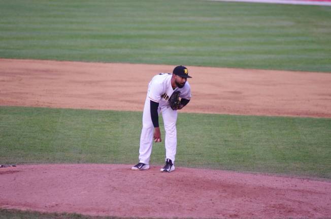 Sussex Miners pitcher Hector Nelo on the mound.