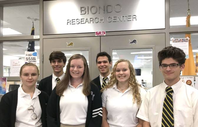 From left, Pope John XXIII Regional High School seniors Sarah Brooks, Matthew Rose, Jacklyn Healy, Christopher Jhong, Sydney Slepian and Christopher Biancone were named Commended Scholars in the 2019 National Merit Scholarship Program.