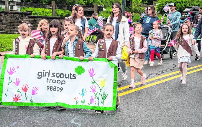Sparta Girl Scout Troop 98809 marches in the parade.