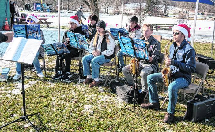 The Sparta Township High School band performs.