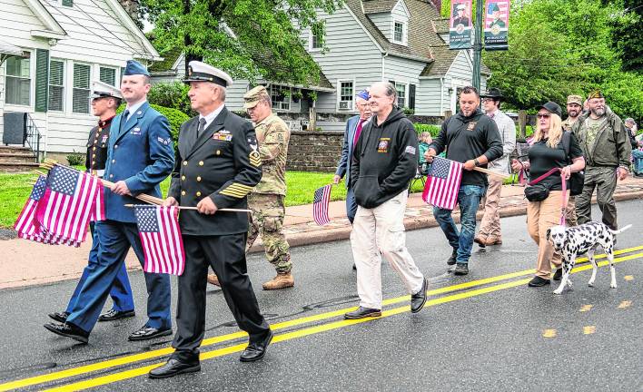 Veterans march in the parade.