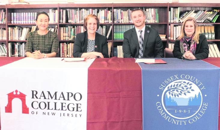 <b>From left, Dr. Joyce Shim, Ramapo Vice Provost for Academic and Faculty Affairs, Dr. Cindy Jebb, Ramapo President; Dr. Cory Homer, SCCC President and Dr. Kathleen Okay, SCCC Sr. Vice President of Academic and Student Affairs.</b>