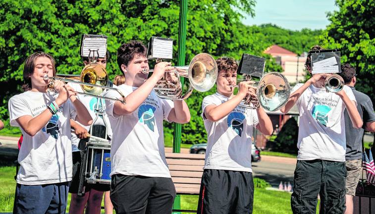 The Sparta High School Band plays.