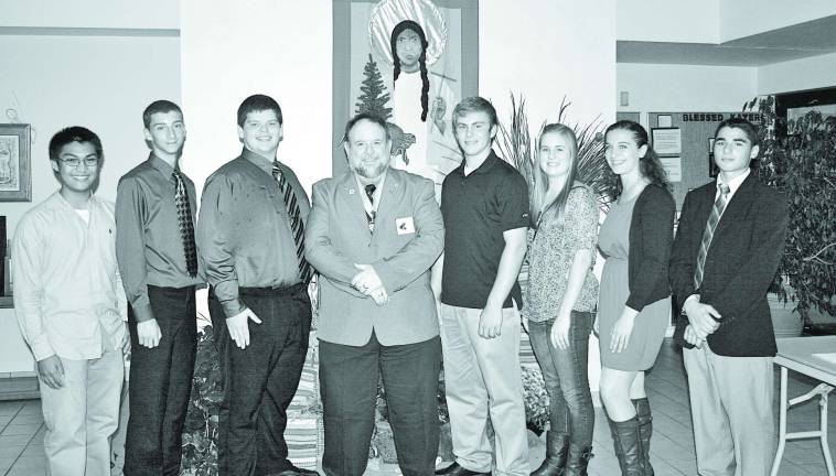 Newly elected NJ State Squire and Rose officers from left: Neil Merkel, Tom Petrocelli, Jon Rohe, NJ State Squires Chair Peter Briody, Brendan Puszcz, Kalin Hagedorn, Nicole Regelski, and Ben Insley.