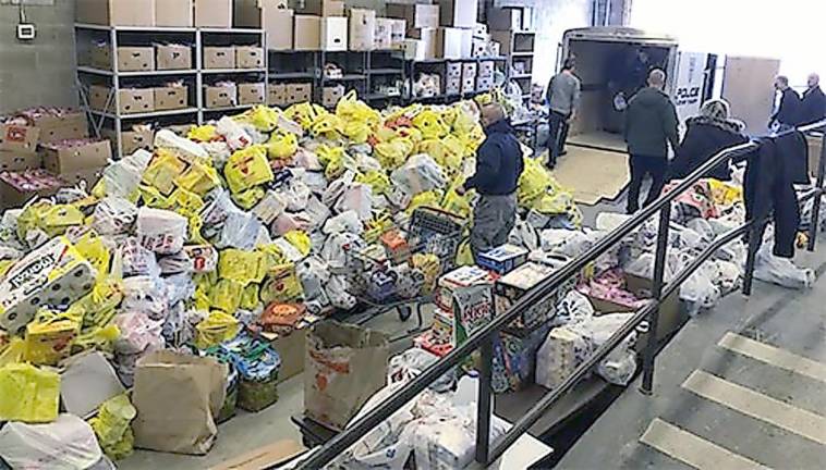 The haul at a previous Cram the Cruiser food drive (sussex.nj.us)