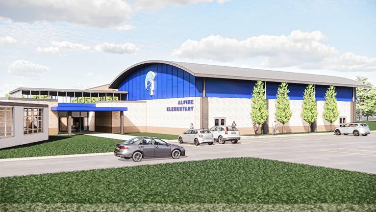 Rendering of the proposed gymnasium at Alpine School.