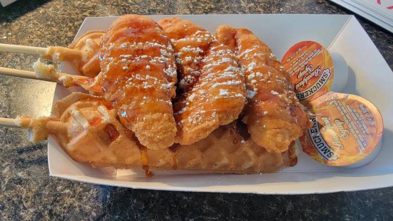 Chicken and waffles from The Wicked Waffle, one of many food vendors at the fair this year. Photo provided.