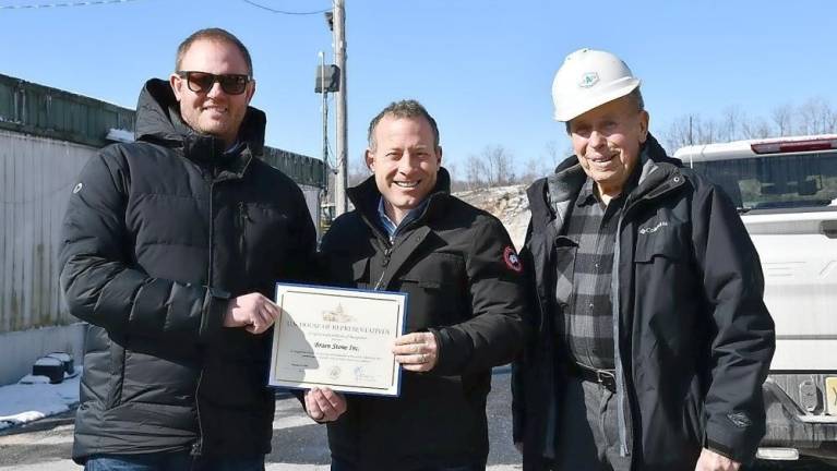 U.S. Rep. Josh Gottheimer visits Braen Stone quarry in Franklin last week (Photo provided)